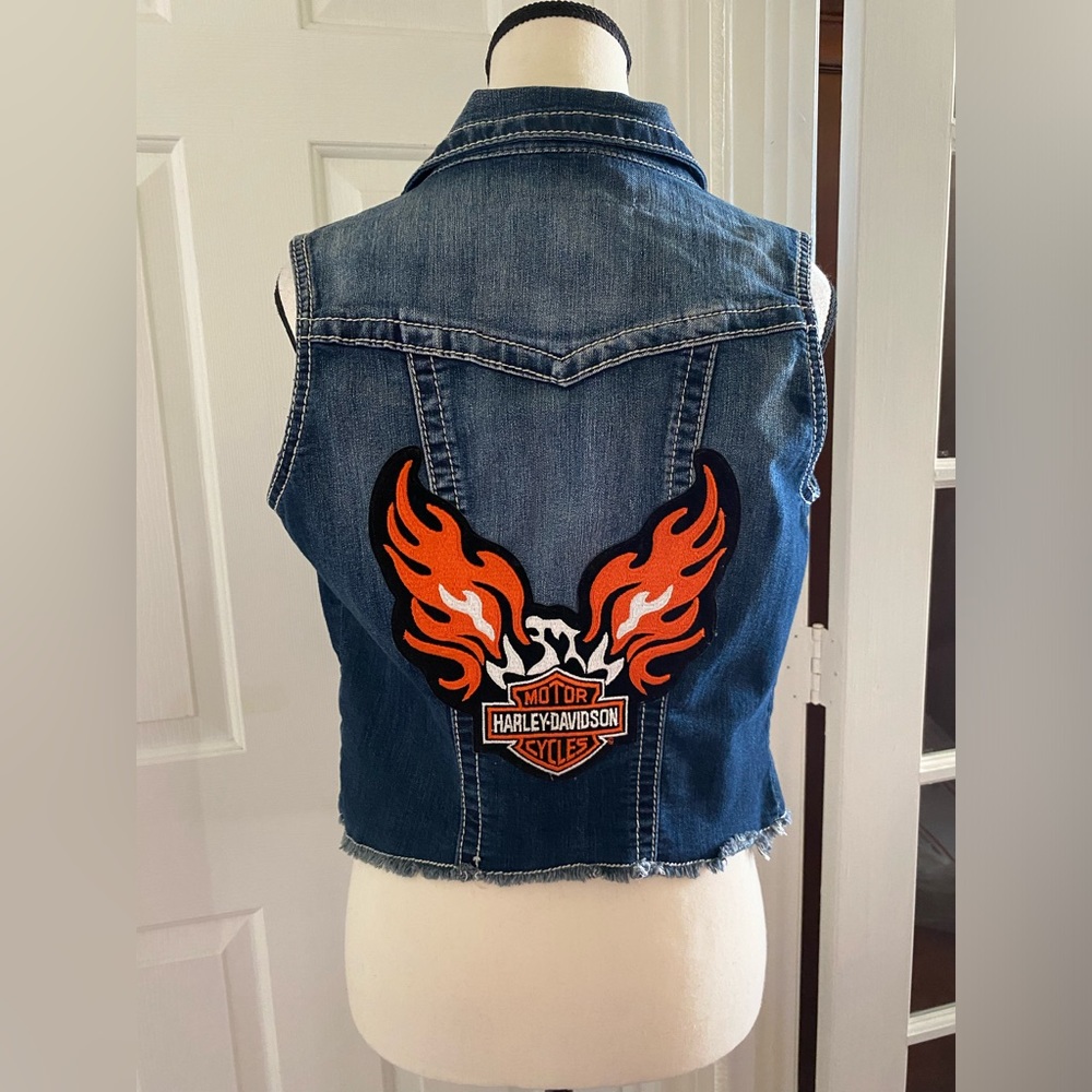 Harley Davidson Patchwork Denim Vest - image 1